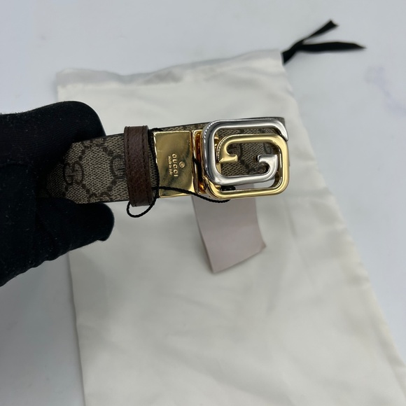 Men’s Gucci, iconic GG interlocking G belt, reversible size 90 cm made in Italy - Picture 8 of 12